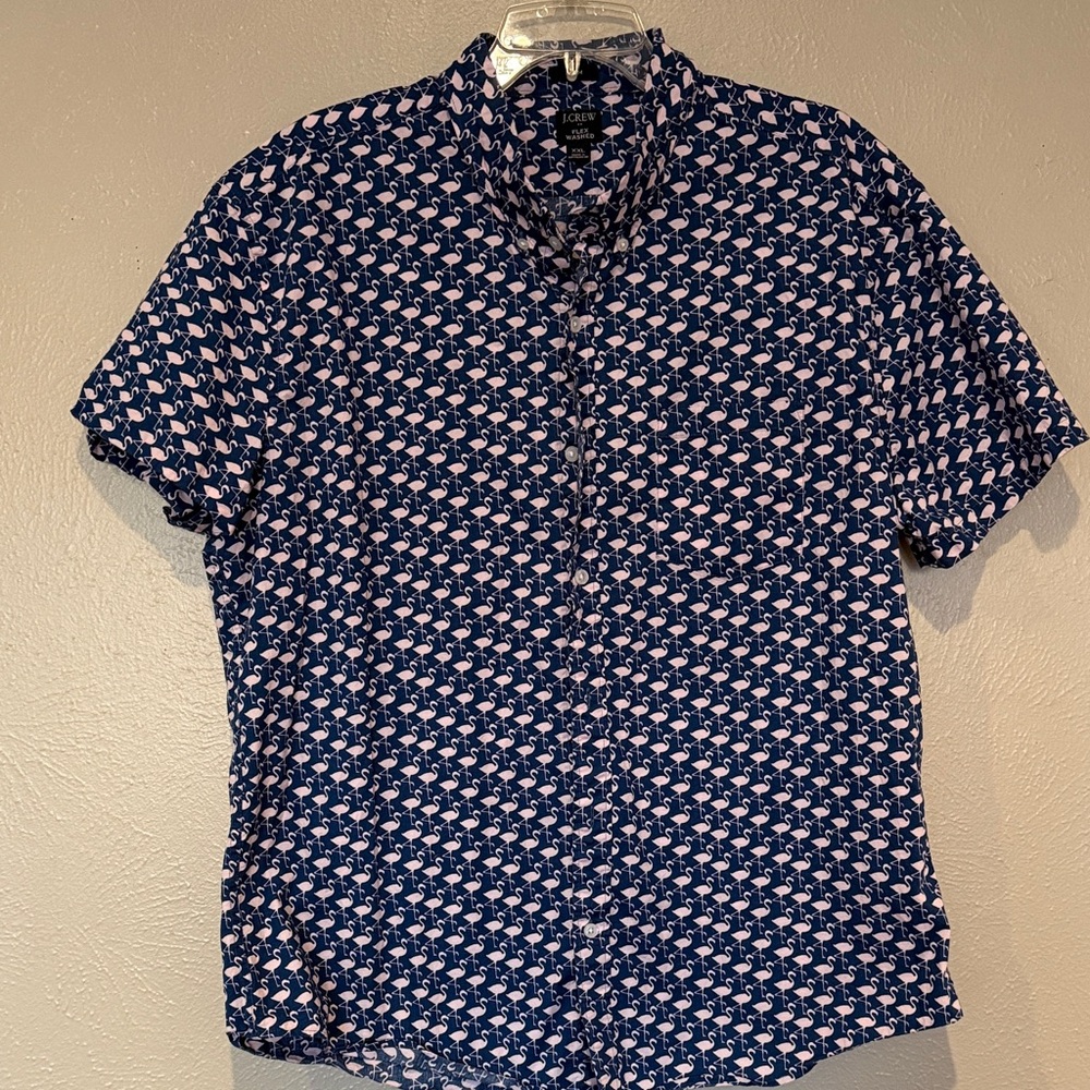 J. Crew Factory Navy Flamingo Pattern Shirt